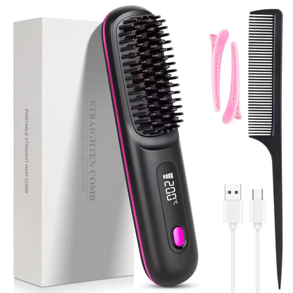 Mini brosse lissante sans fil LCD 2026 – voyage, chauffage rapide