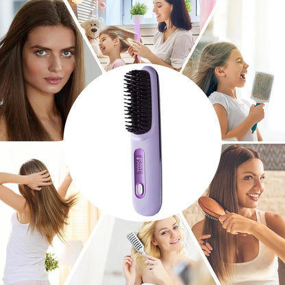 Mini brosse lissante sans fil LCD 2026 – voyage, chauffage rapide