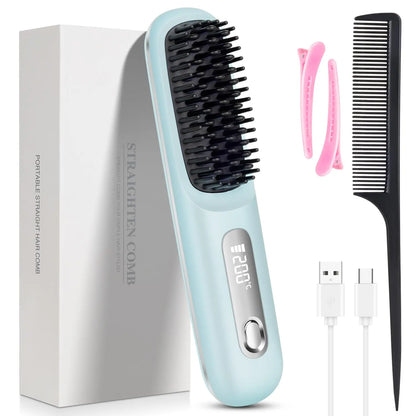 Mini brosse lissante sans fil LCD 2026 – voyage, chauffage rapide