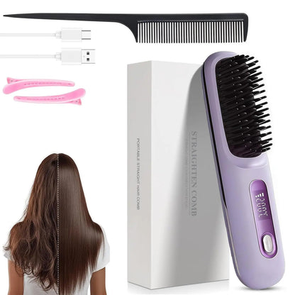 Mini brosse lissante sans fil LCD 2026 – voyage, chauffage rapide