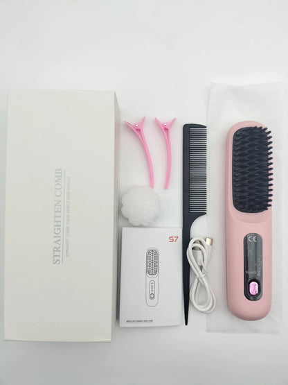 Mini brosse lissante sans fil LCD 2026 – voyage, chauffage rapide