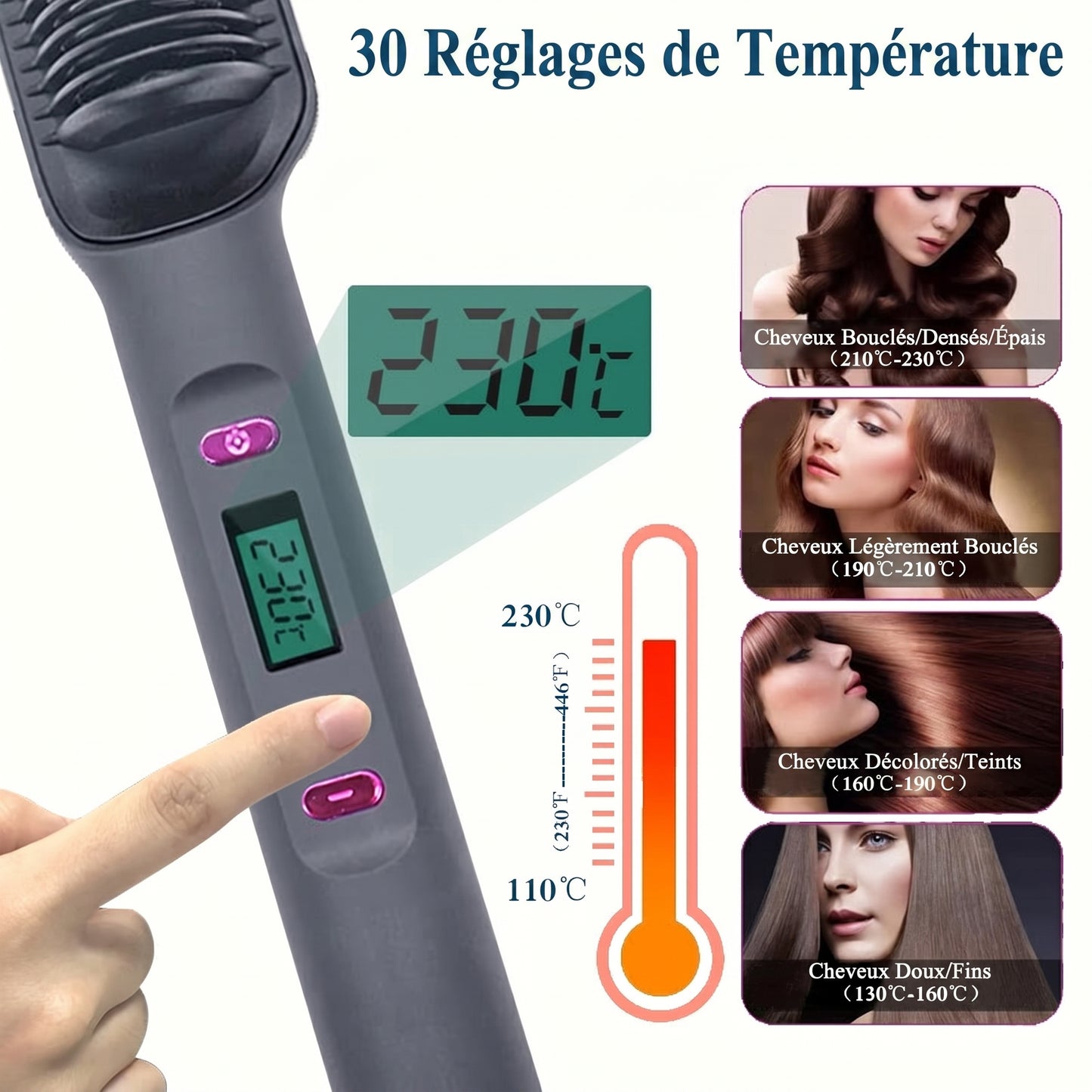 Brosse Lissante Céramique 2-en-1