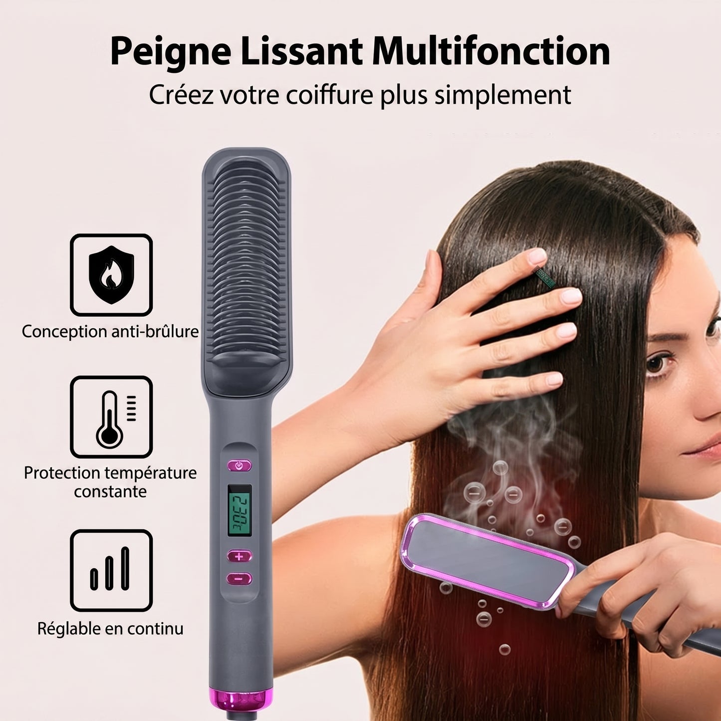 Brosse Lissante Céramique 2-en-1